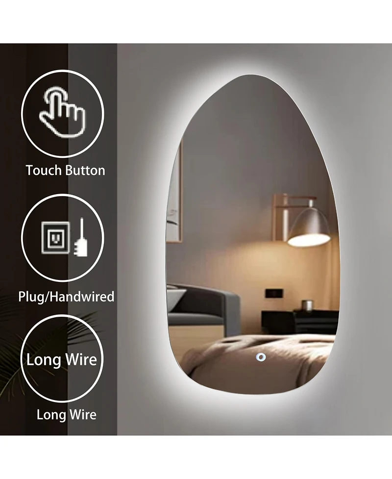 LuxenHome Asymmetrical Accent Wall Mirror with Lights
