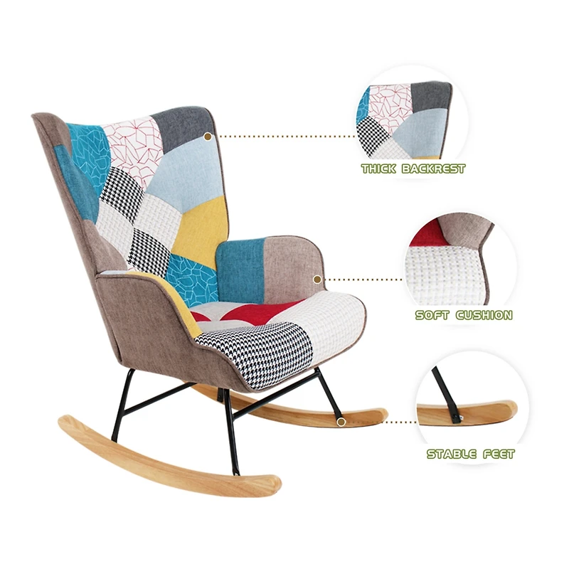 Streamdale Mid Century Rocking Chair with Ottoman