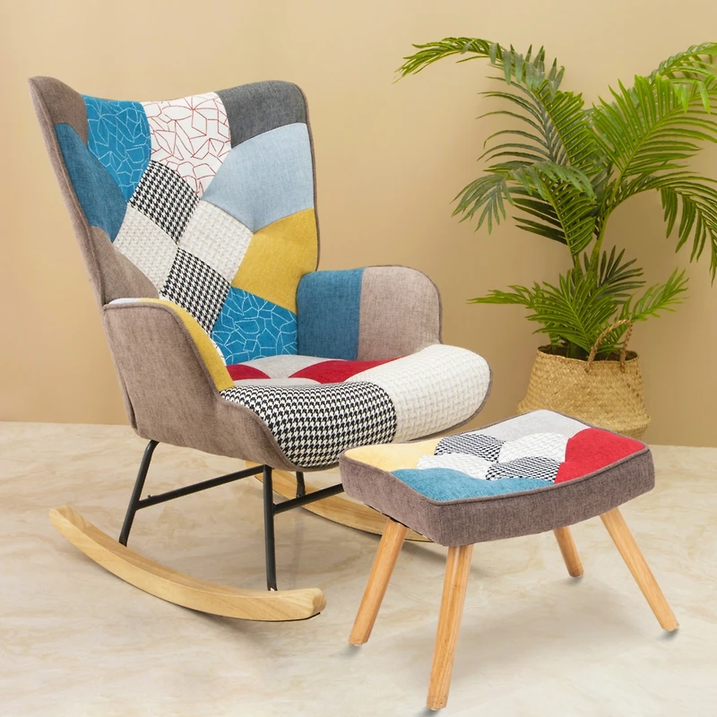 Streamdale Mid Century Rocking Chair with Ottoman