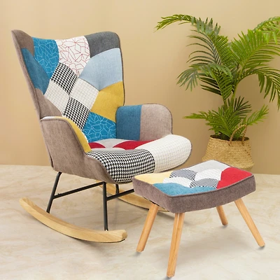 Streamdale Mid Century Rocking Chair with Ottoman