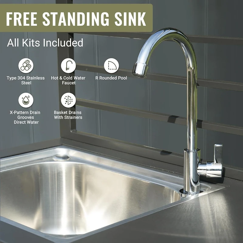 Streamdale Outdoor Kitchen Island w/Sink, Storage & Cover