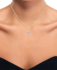 Diamond Cross 18" Pendant Necklace (1/10 ct. t.w.) in 14k Gold-Plated Sterling Silver