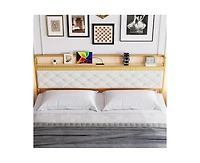 gaomon King Size Led Bed Frame with Headboard and 2 Storage Drawers, Upholstered Platform Bed with Charging Station