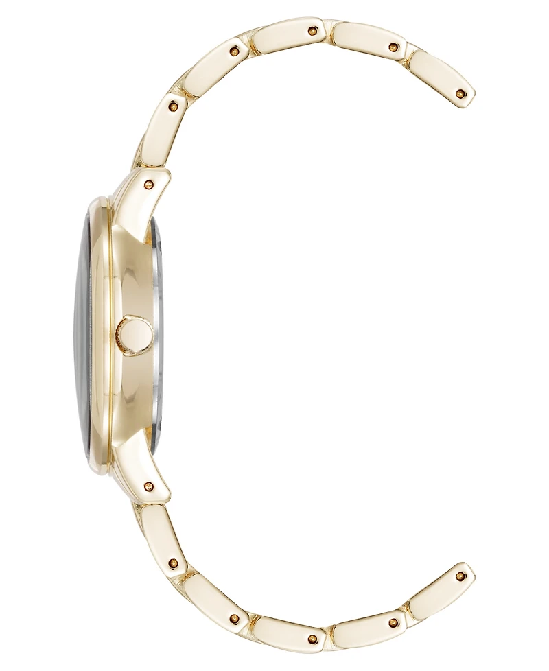 Anne Klein Women's Quartz Minimalist Burgundy and Gold-Tone Alloy Metal Watch, 32mm