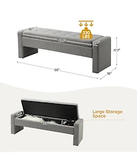 Hulala Home Casio Upholstered 55.1" Wide Storage Bench with Button-tufted Design