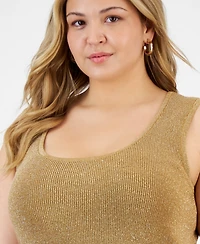 Tahari Asl Plus Metallic Rib-Knit Scoop-Neck Tank