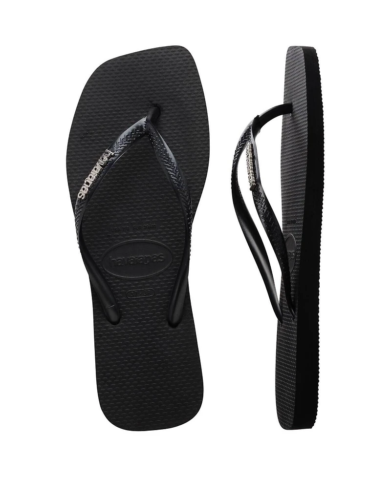 Havaianas Women's Slim Square Logo Metallic Sandals