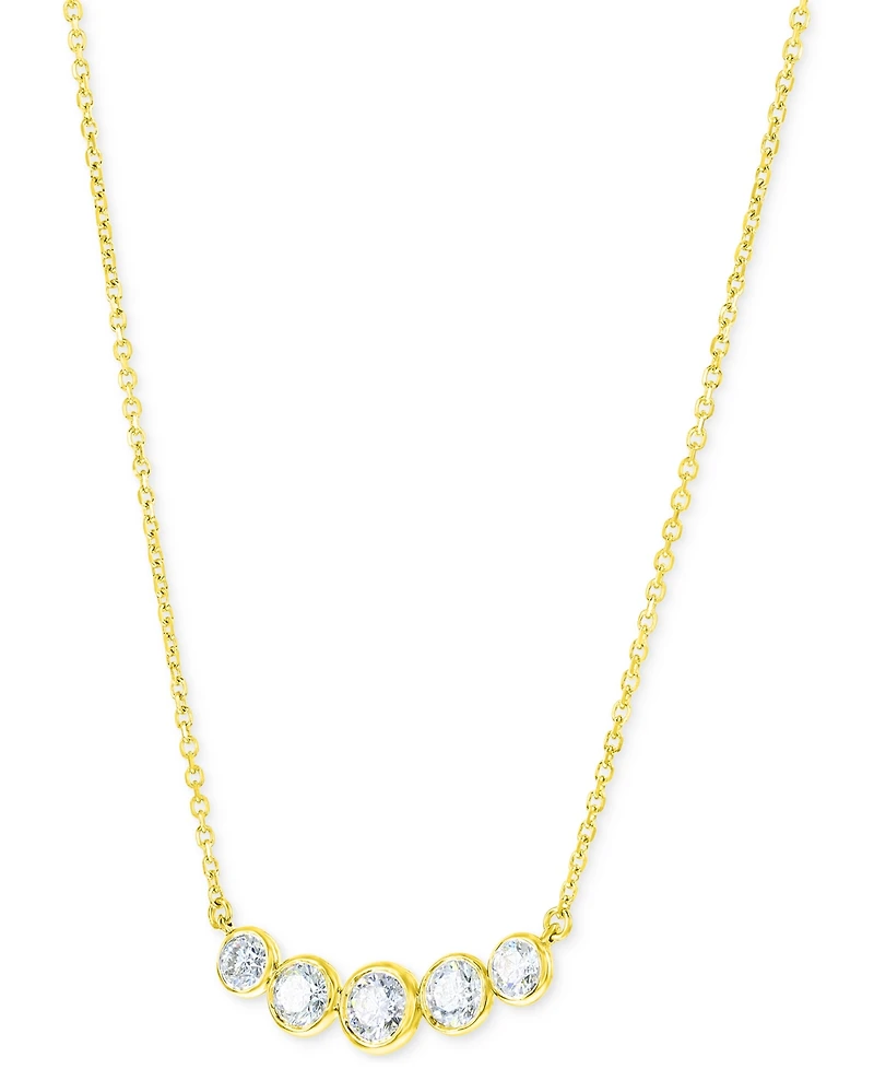 Diamond Bezel Graduated Curved Bar Collar Necklace (3/4 ct. t.w.) in 14k White or Yellow Gold