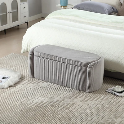 Streamdale Upholstered Storage Ottoman with Safety Hinge (Light Gray)