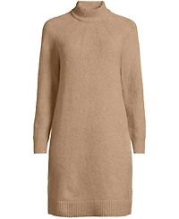 Lands' End Women's Boucle Long Sleeve Raglan Mock Neck Sweater Dress