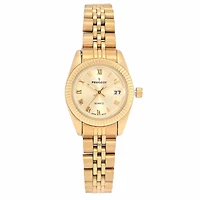 Peugeot Women's Gold-Tone 25mm Fluted Bezel Steel Bracelet Watch with Gold Dial