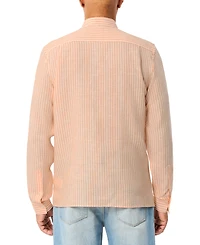 Lacoste Men's Long Sleeve Striped Button-Down Linen Shirt