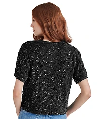 Steve Madden Women's Cressa Sequined Velvet Top