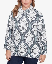 Ruby Rd. Plus Size Jewel Tile Jacquard Knit Sweater