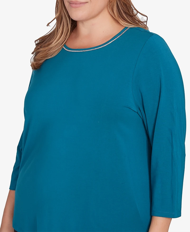 Ruby Rd. Plus Micro Bead Chain Stretch Solid Top