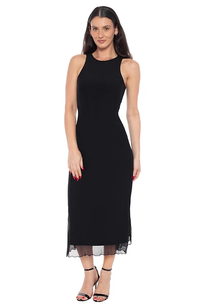Bebe Women's PowerMesh A-line Maxi Dress