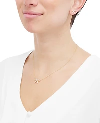 2-Pc. Set Lab Created Pink Sapphire Bow Pendant Necklace & Matching Stud Earrings (1 ct. t.w.) in 14k Gold-Plated Sterling Silver