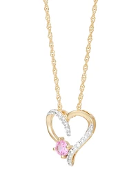 2-Pc. Set Lab Created Pink Sapphire (3/4 ct. t.w.) & Lab Created White Sapphire (1/3 ct. t.w.) Heart Pendant Necklace & Matching Stud Earrings in 14k