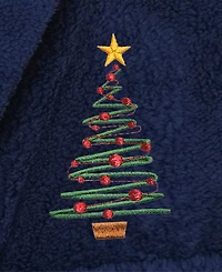 Linum Home Christmas Tree Kids Super Plush Double Brushed Hooded Bathrobe