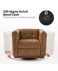Gabriel Mid-Certury Modern Genuine Leather Swivel Club Chair with