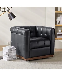 Gabriel Mid-Certury Modern Genuine Leather Swivel Club Chair with