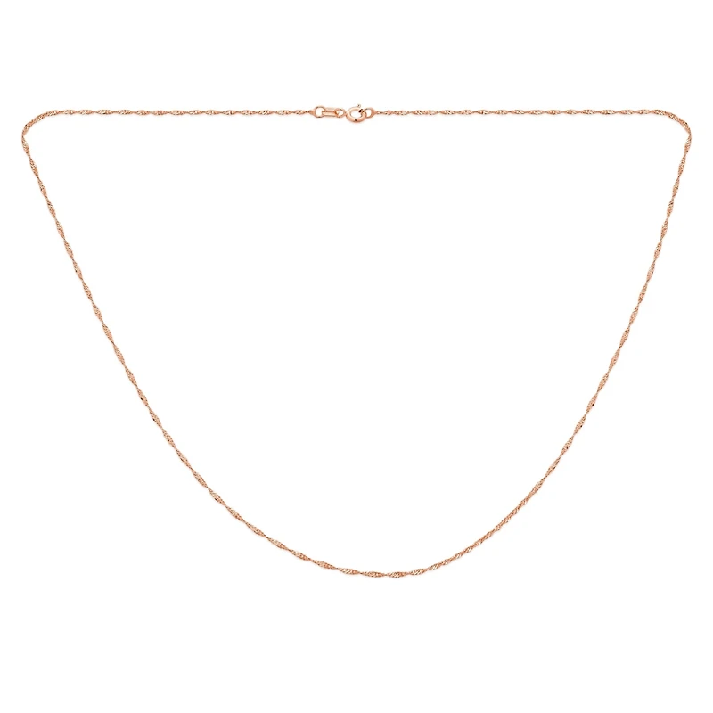 Bling Jewelry Thin 1.5MM Singapore Twisted Rope Chain Necklace Rose Gold Plated Silver