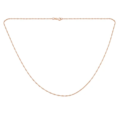 Bling Jewelry Thin 1.5MM Singapore Twisted Rope Chain Necklace Rose Gold Plated Silver