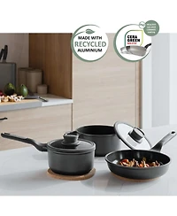 BergHOFF Leo Stone+ Nonstick Ceramic 7" Sauce Pan with Lid Recycled, 2.1qt