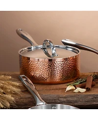 BergHOFF Vintage Tri-Ply Copper 8" Saucepan 3qt. with Lid, Hammered
