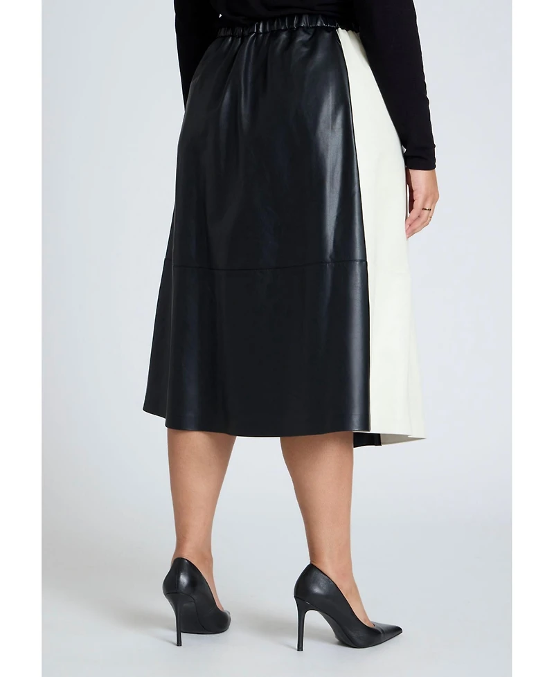 Eloquii Plus Colorblocked Faux Leather Full Midi Skirt
