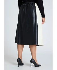 Eloquii Plus Colorblocked Faux Leather Full Midi Skirt
