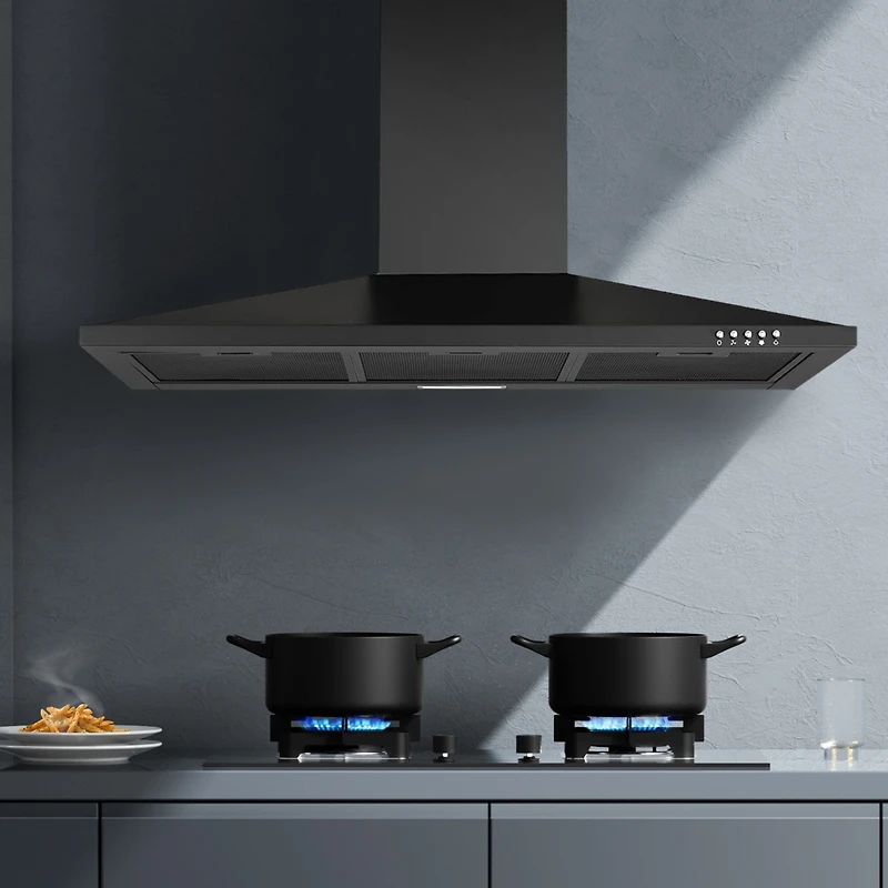 36-in 450-cfm Convertible Black Wall-Mounted Range Hood