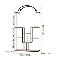Unho 5-Tier Tall Plant Stand Arched Metal Flower Display Holder Hanging Hooks