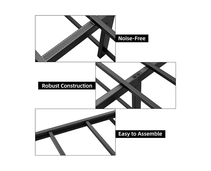 gaomon Queen Size Bed Frame with Rattan Headboard and Footboard, Rattan Platform Bed Frame, Mattress Foundation, No Box Spring Needed, Black