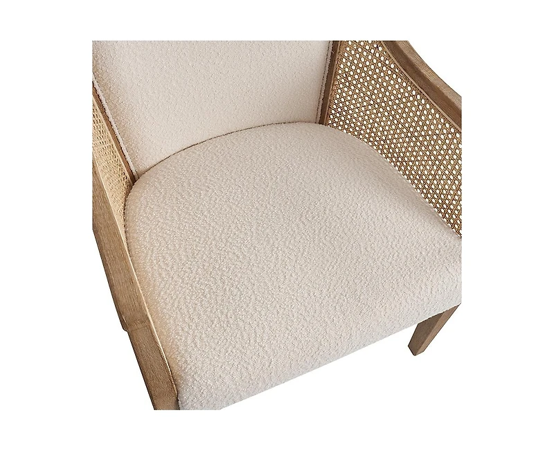 Hulala Home Werner Farmhouse Rattan Solid Wood Armchair with Olid Frame and Legs