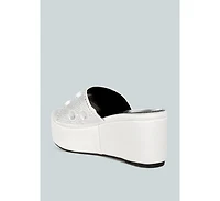 Meta charts Diamante & Rhinestone Flatform Sandals