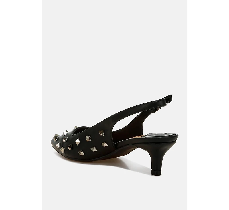 Hegron Stud Embellished Kitten Heels