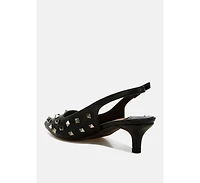 Hegron Stud Embellished Kitten Heels