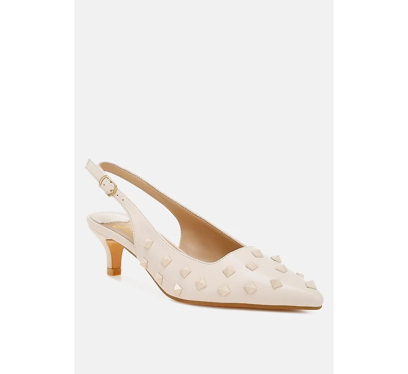 Hegron Stud Embellished Kitten Heels