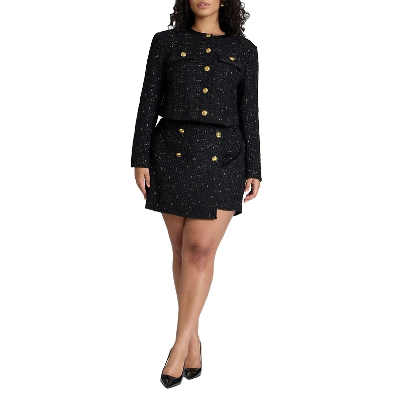 Eloquii Plus Tweed Skort With Buttons