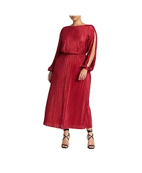 Eloquii Women's Plisse Open Sleeve Dress