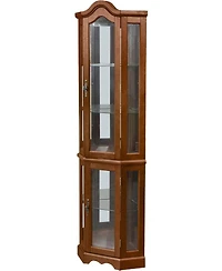 Glass Corner Curio Cabinet – Space-Saving Display Cabinet with Tempered Glass Shelves & Door