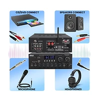 Pyle Stereo Amplifier Audio Receiver Sound System With Bluetooth Wireless Streaming, MP3/Usb/Sd/Aux/Fm Radio, 300 Watt
