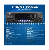Pyle Home Theater Wireless Bluetooth Streaming Receiver Amplifier With Fm/Usb, 200 Watt