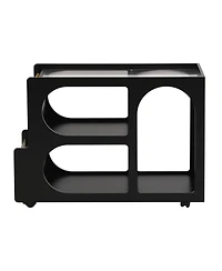 Streamdale Furniture Lockable Mobile End Table with Fluted Tempered Glass