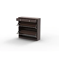 Streamdale Furniture Mirror Shoe Cabinet with 2 Tier Drawers
