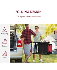 2 Piece Outdoor Patio Furniture Set with 2 Folding Padded Rocking Chairs, Bistro Style for Porch, Camping, Balcony, Red