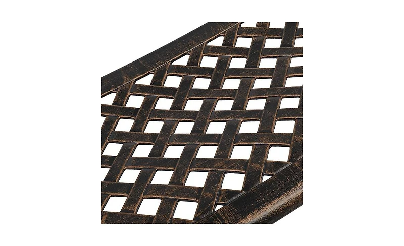 Slickblue Outdoor Cast Aluminum Bench with Mesh Backrest and Seat Surface for Comfortable Seating