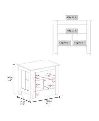 Fm Furniture Aztec Kitchen Island in melamine with open storage,taupe/white