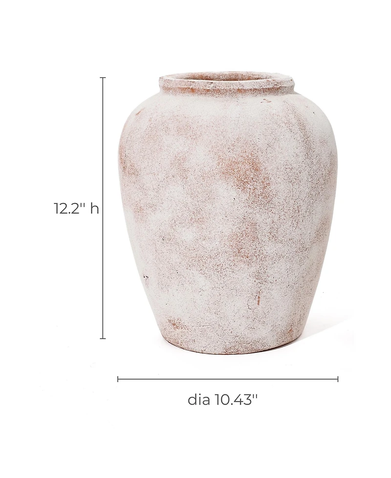 LuxenHome Marble Brown and White 12.4-Inch Tall Terracotta Vase